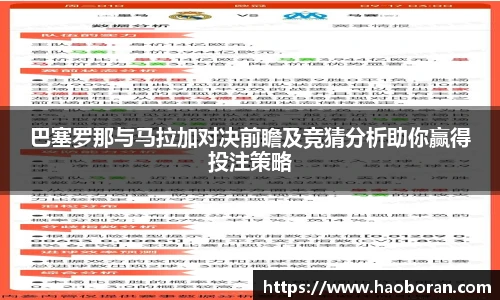 巴塞罗那与马拉加对决前瞻及竞猜分析助你赢得投注策略